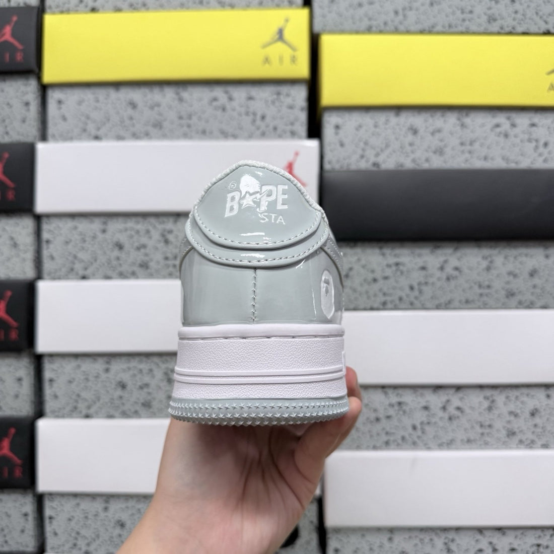 Bape Sta Grey White Patent