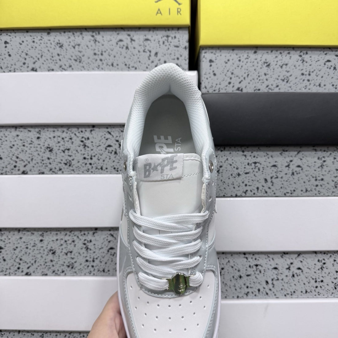 Bape Sta Grey White Patent