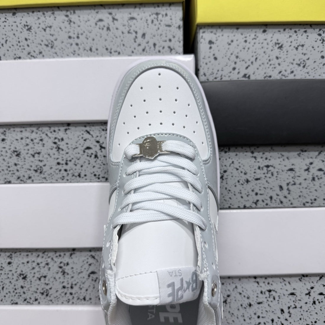 Bape Sta Grey White Patent