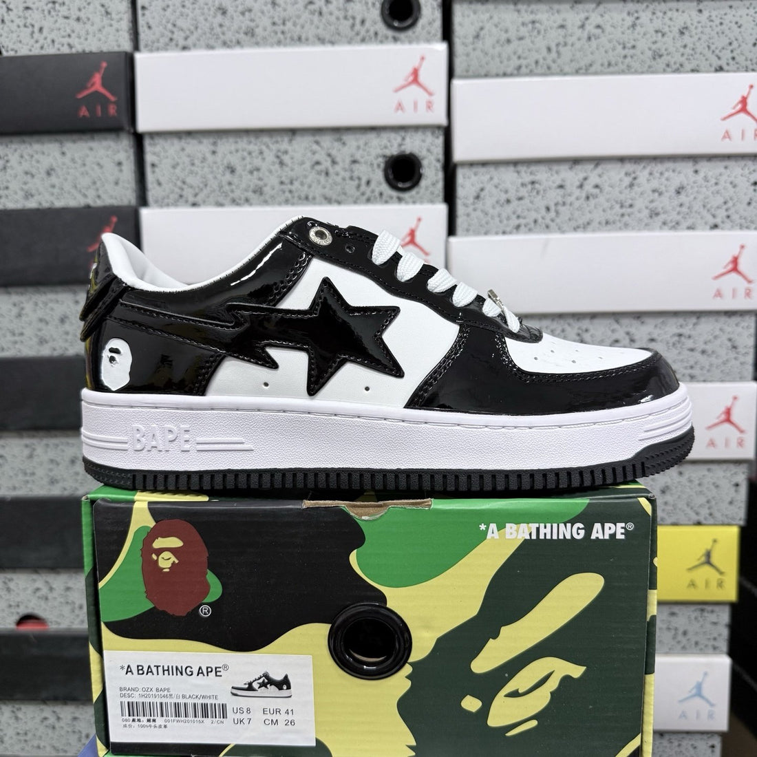 Bape Sta White Black Gloss