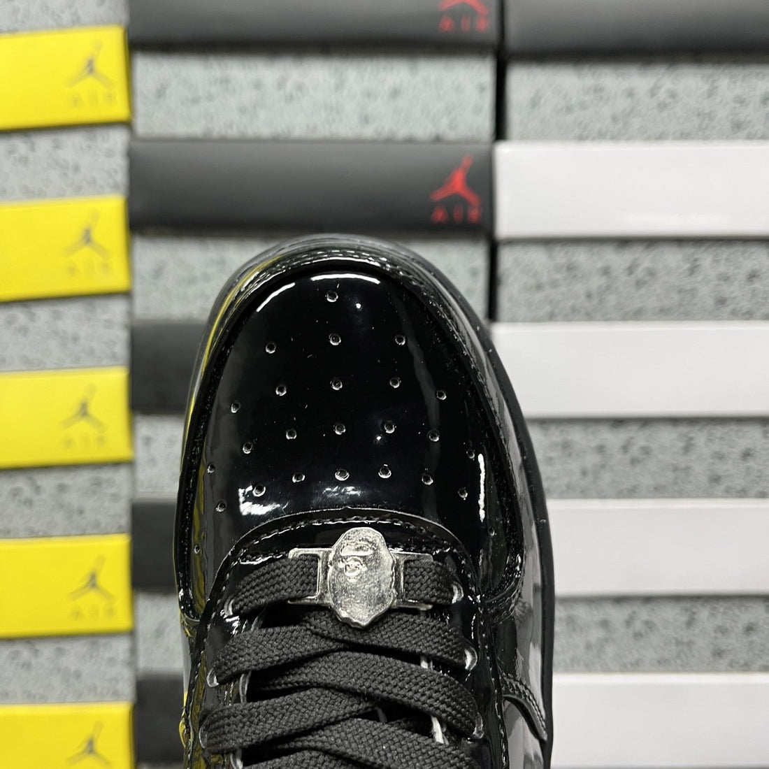 Bape Sta Black Patent White