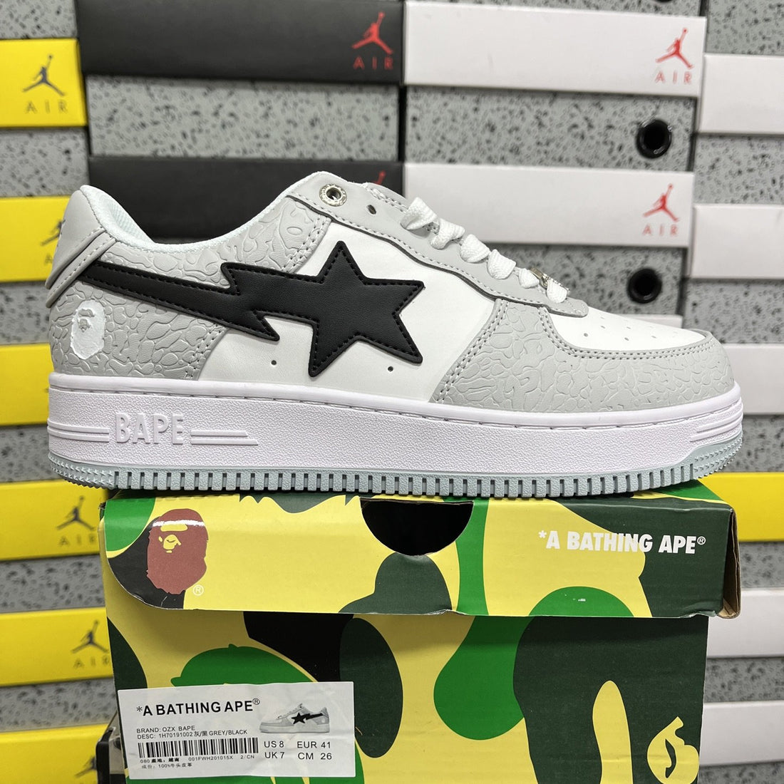 Bape Sta Grey White Black