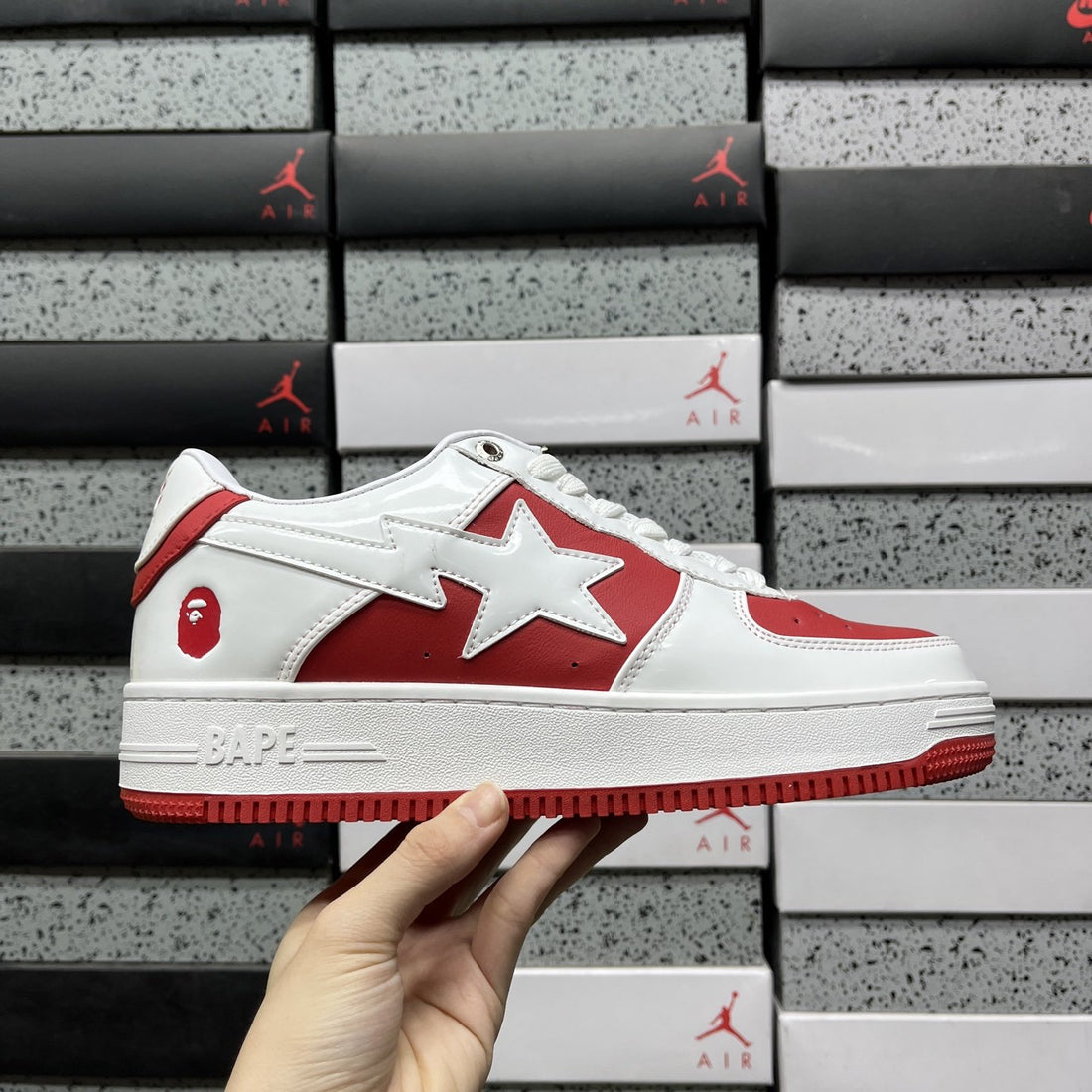 Bape Sta Red White Patent