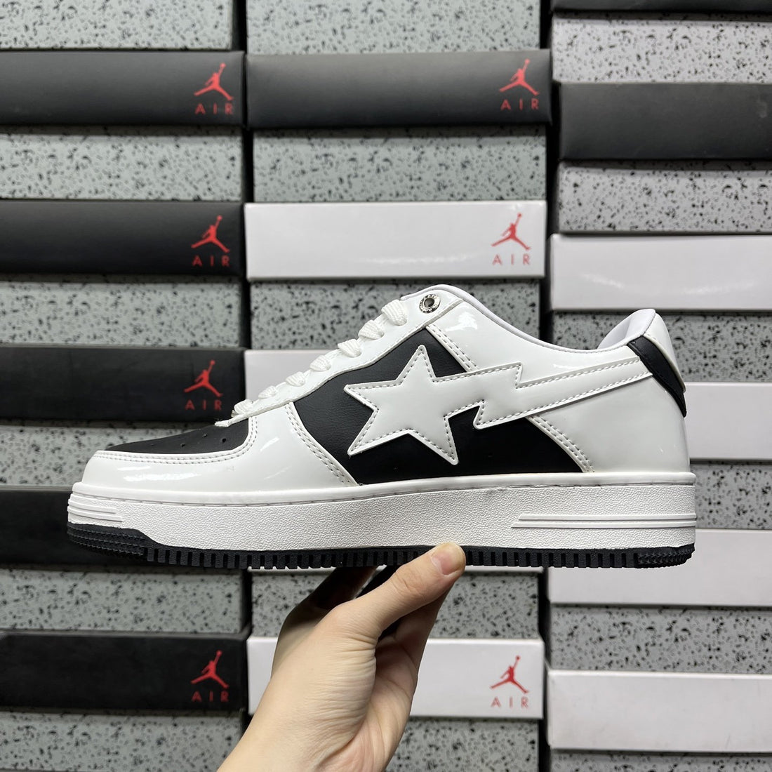 Bape Sta Black White Patent