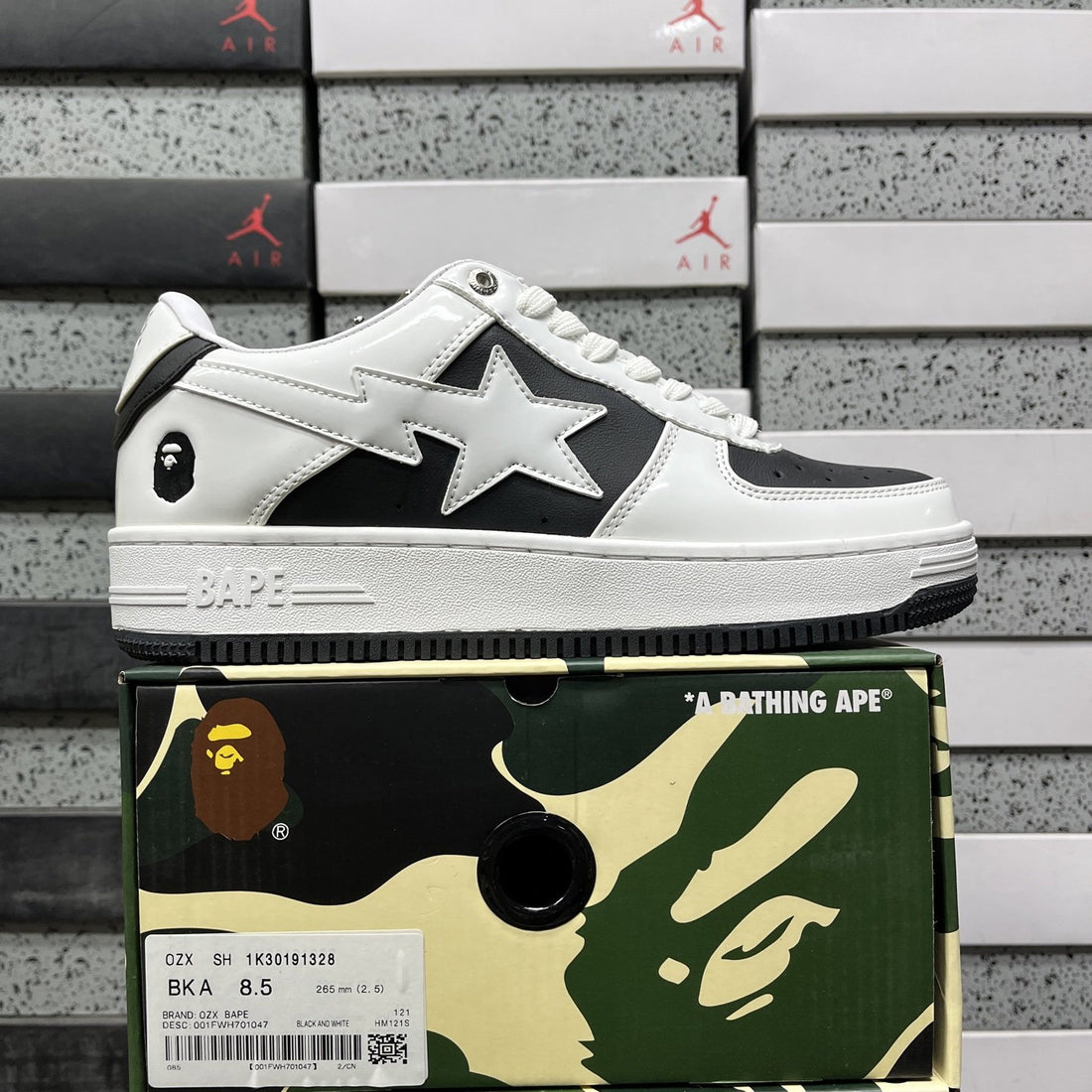 Bape Sta Black White Patent