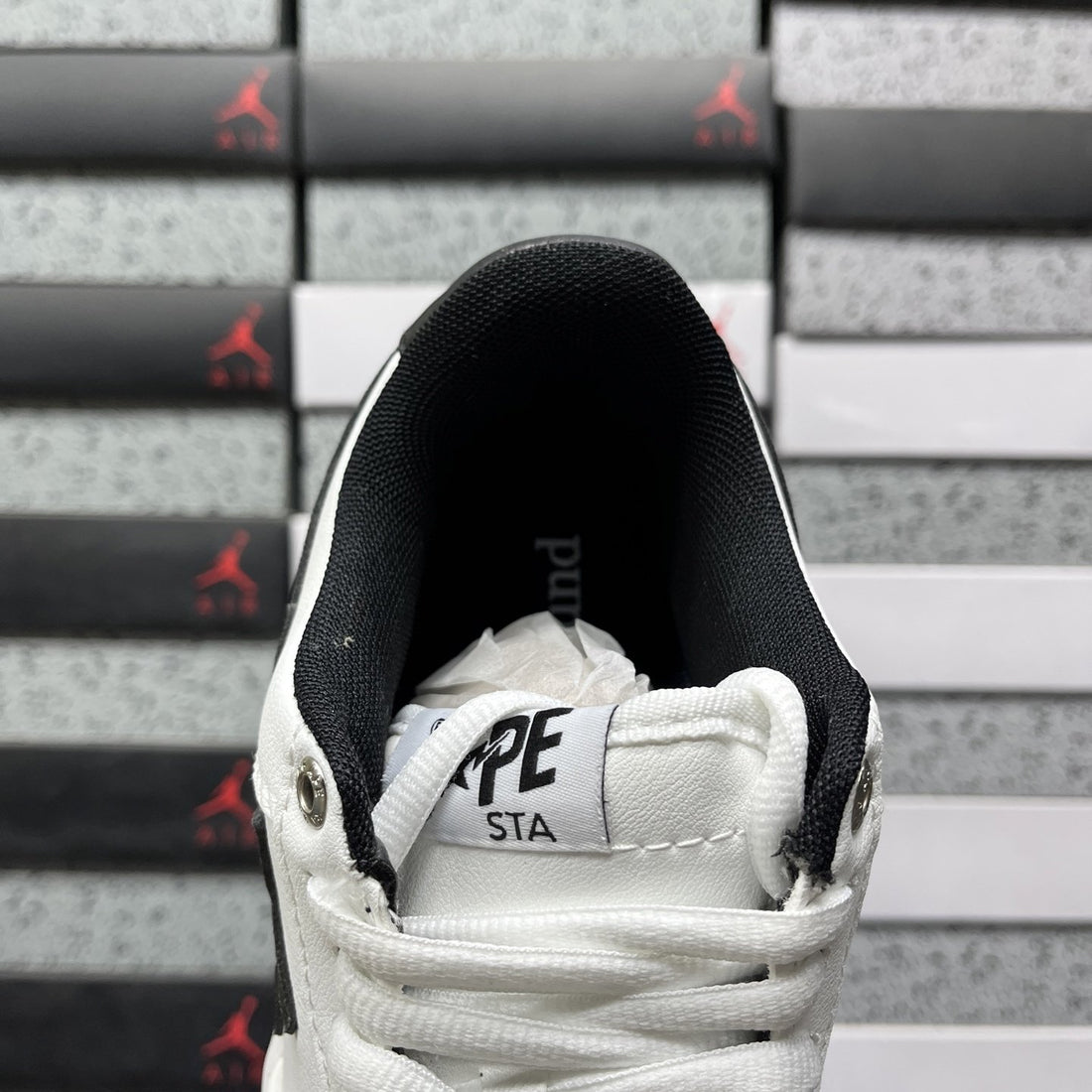 Bape Sta White Black Leather