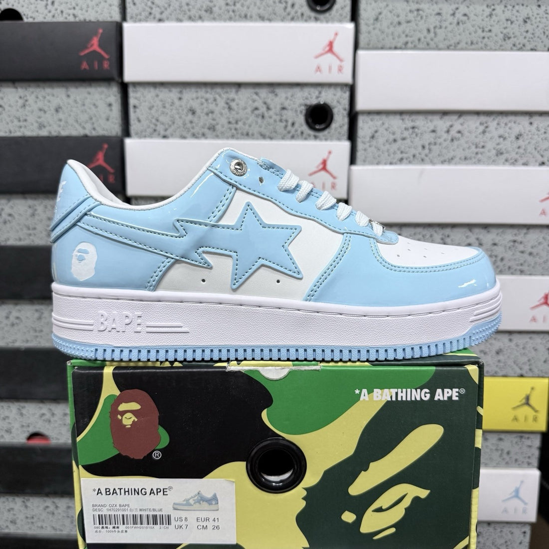 Bape Sta White Blue Patent