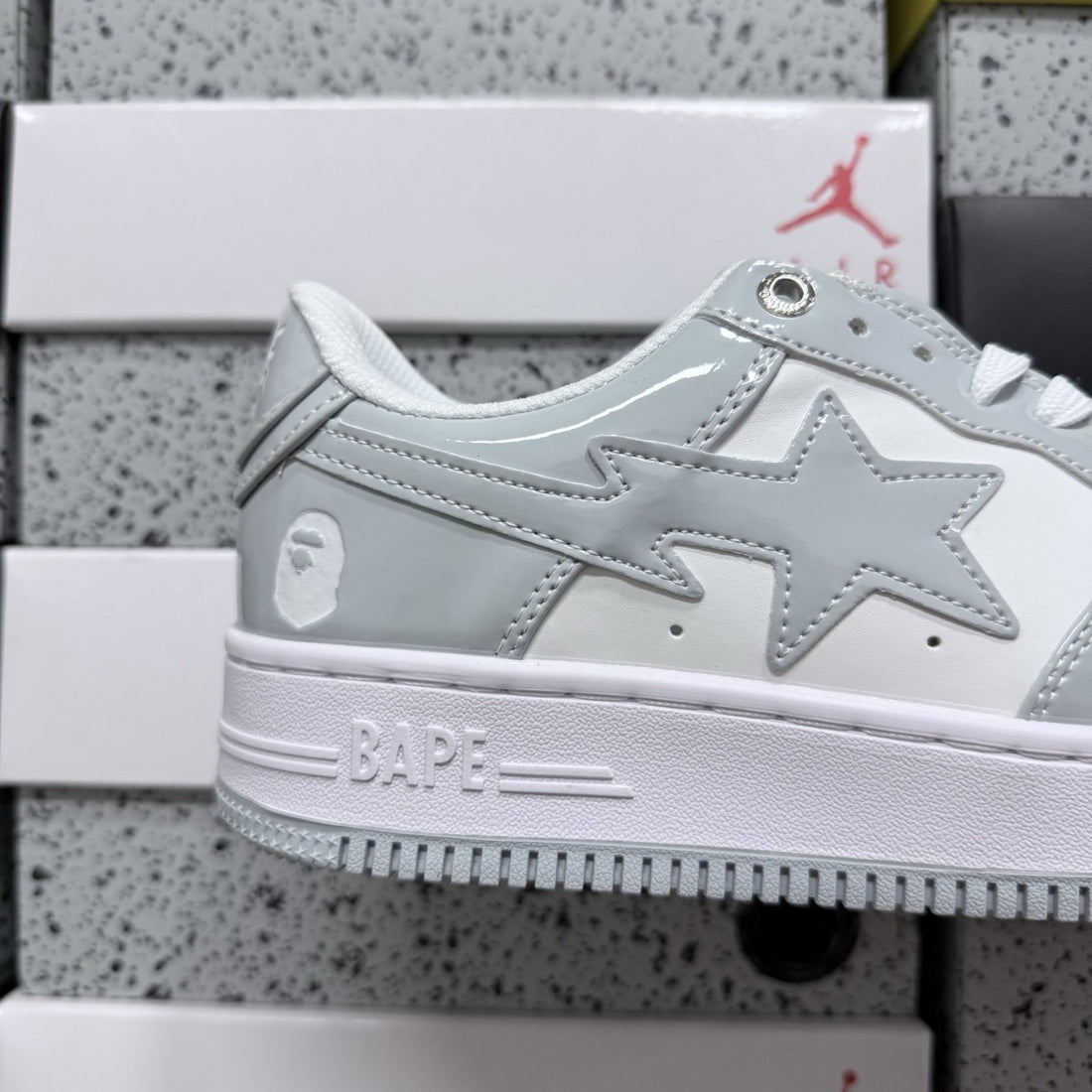 Bape Sta Grey White Patent