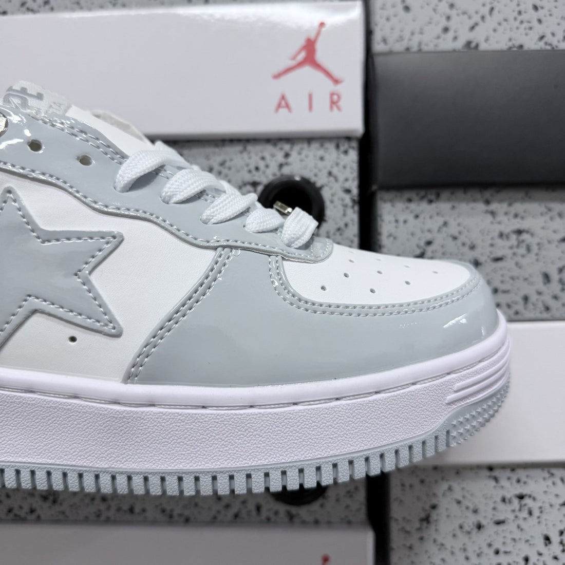 Bape Sta Grey White Patent