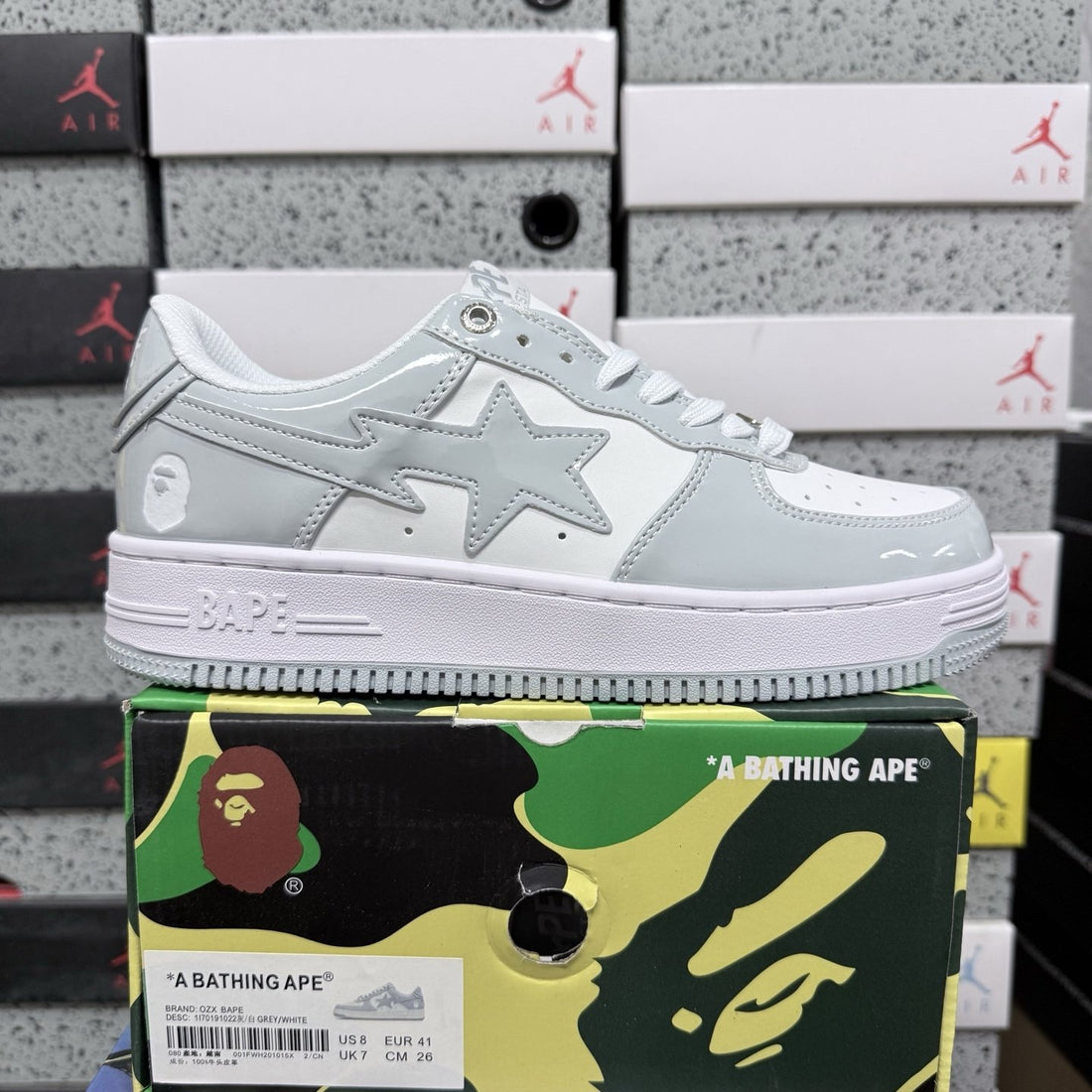 Bape Sta Grey White Patent