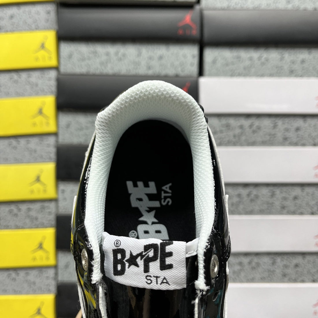Bape Sta Black Patent White