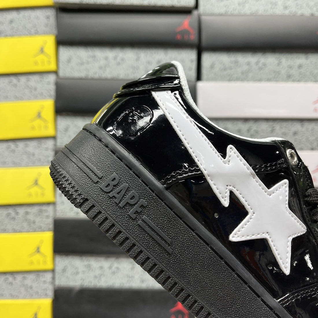 Bape Sta Black Patent White
