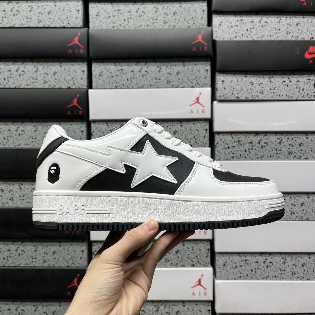 Bape Sta Black White Patent
