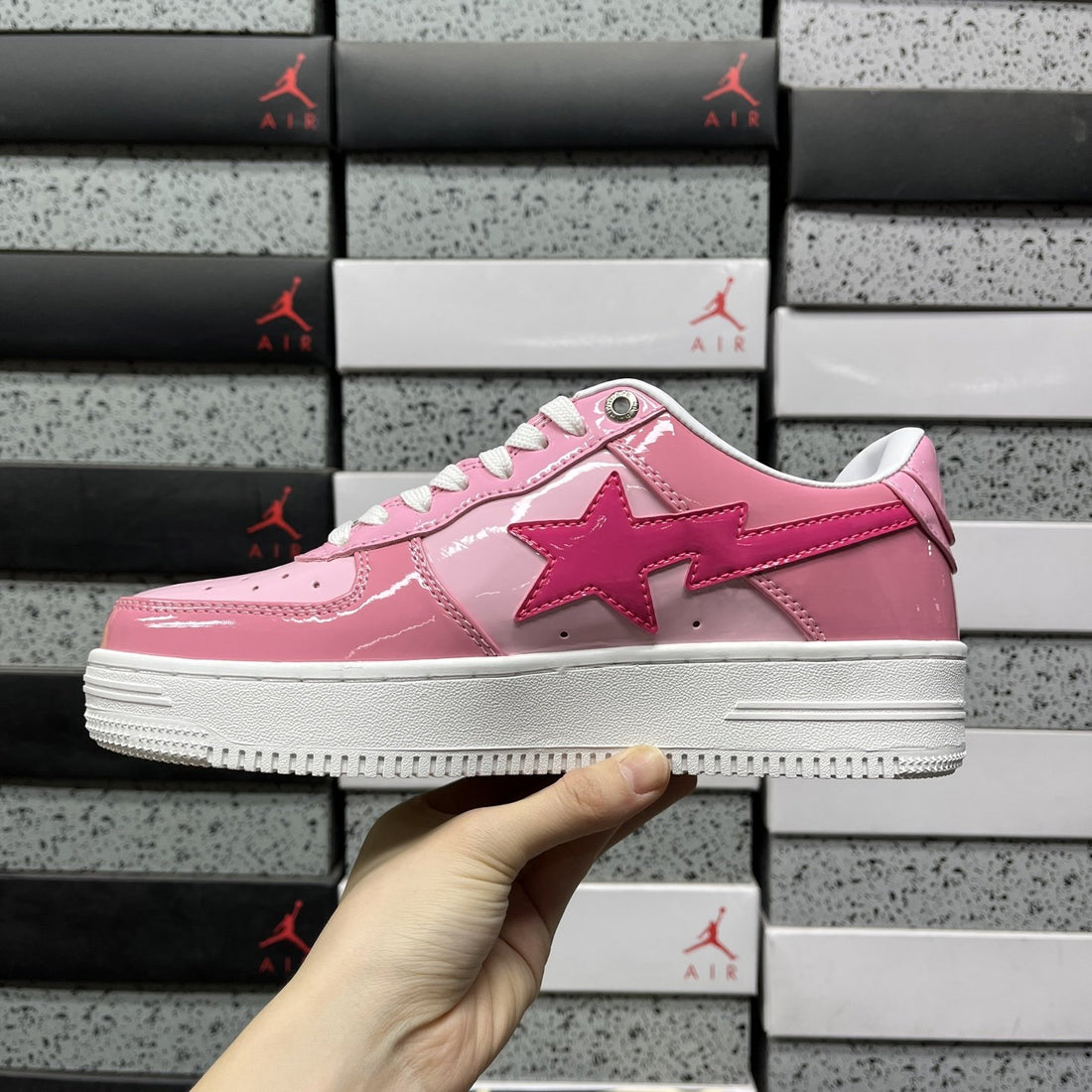 Bape Sta Pink White Patent