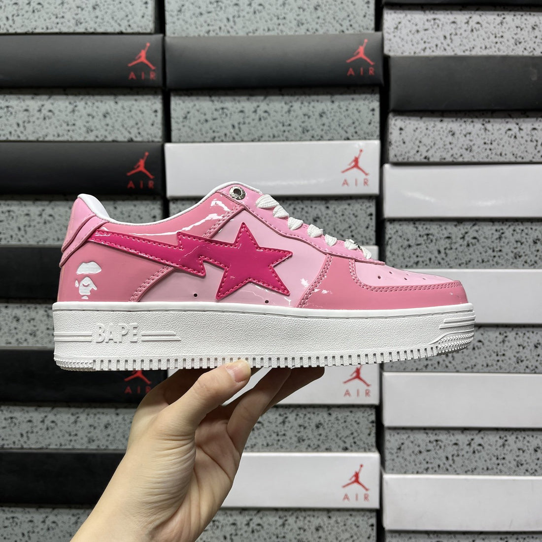 Bape Sta Pink White Patent
