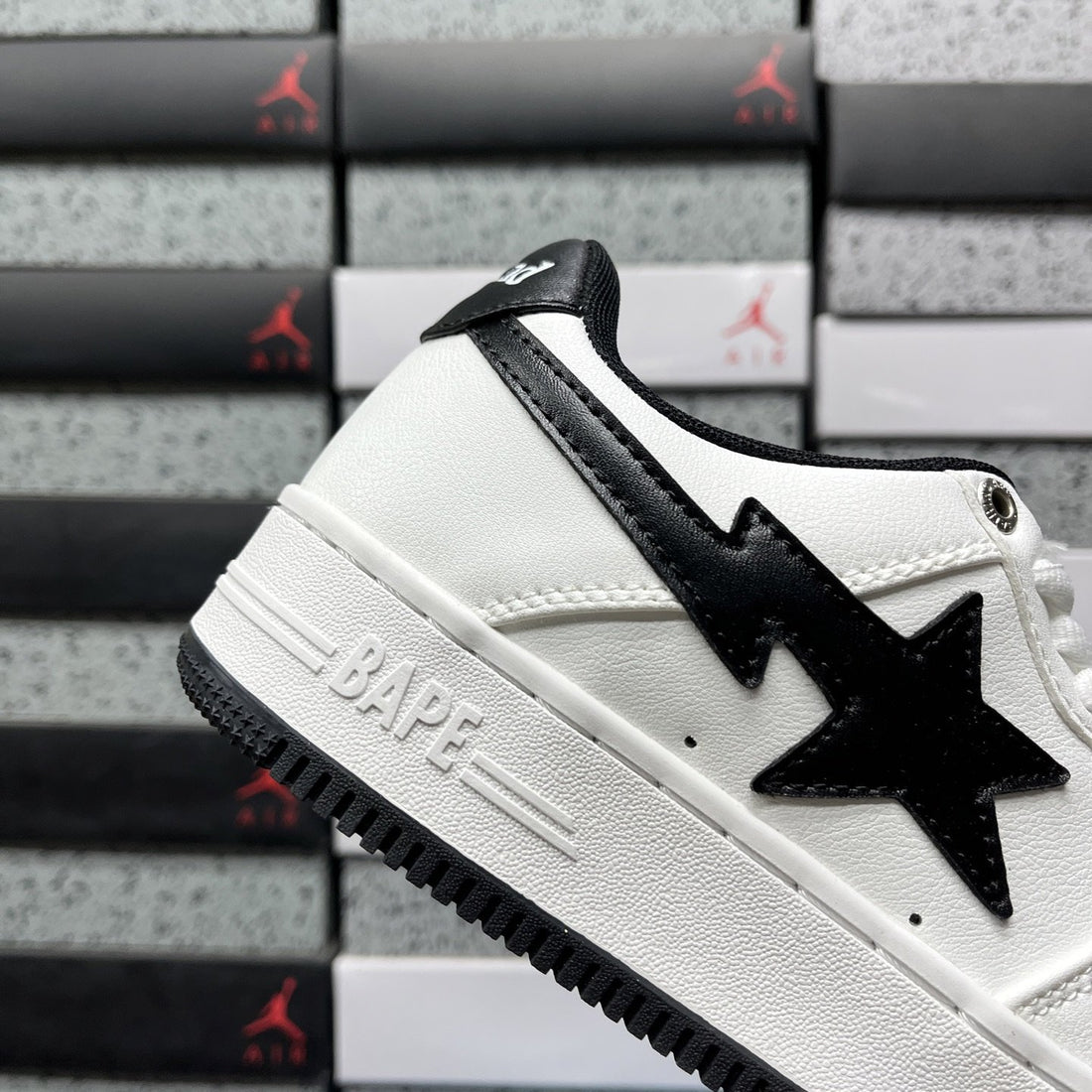 Bape Sta White Black Leather