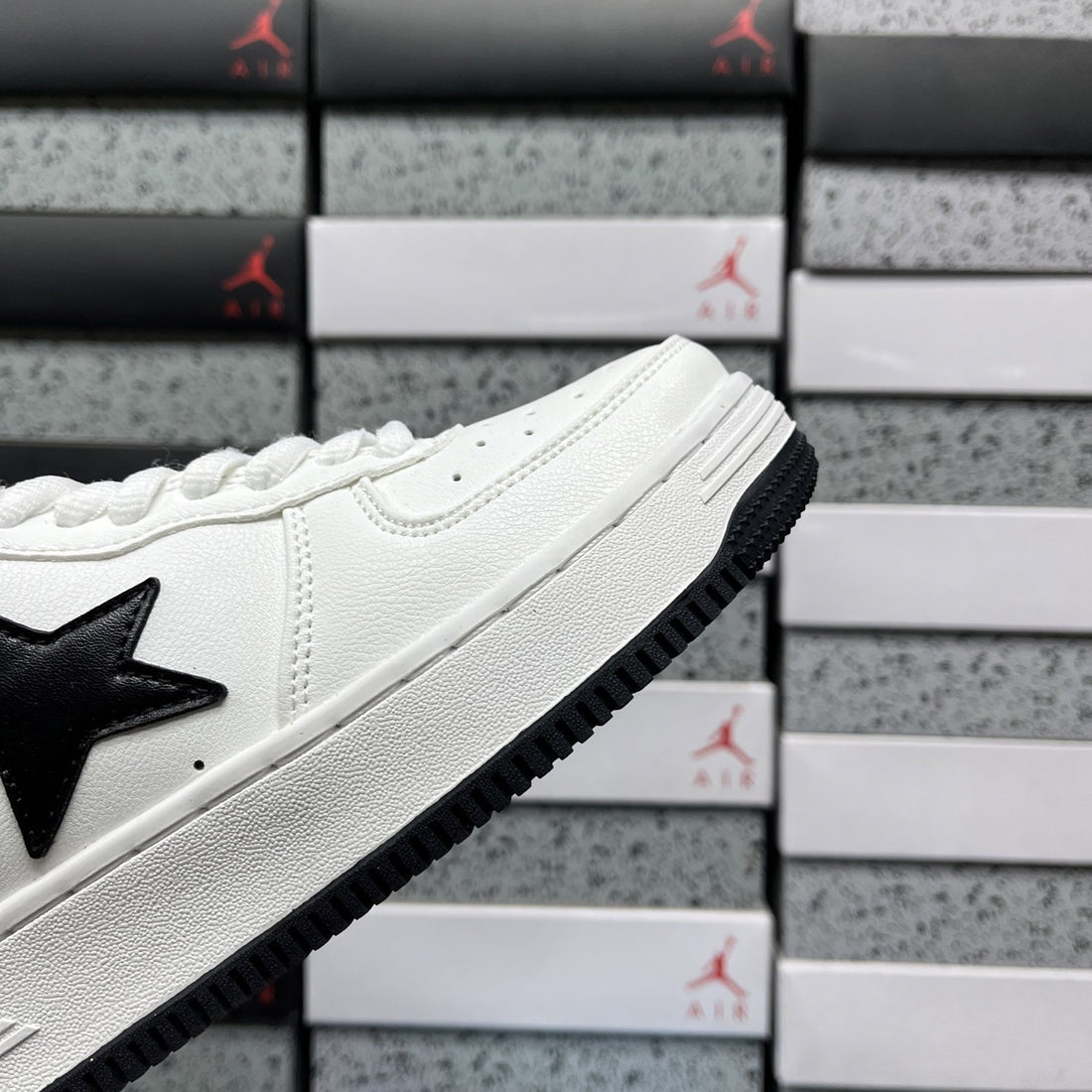Bape Sta White Black Leather