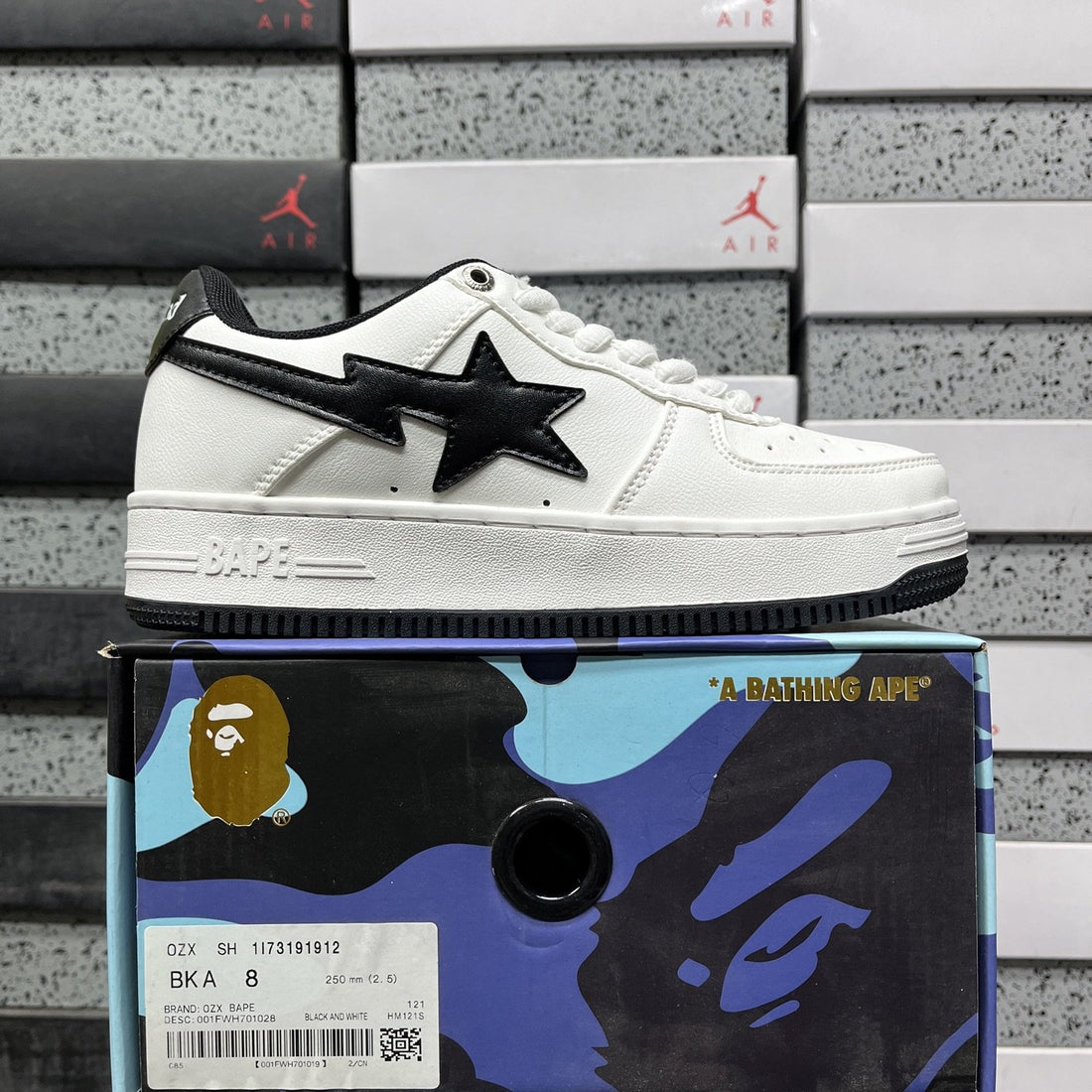 Bape Sta White Black Leather
