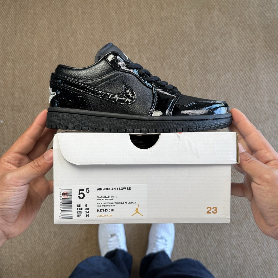 Air Jordan 1 Low Black Croc Patent