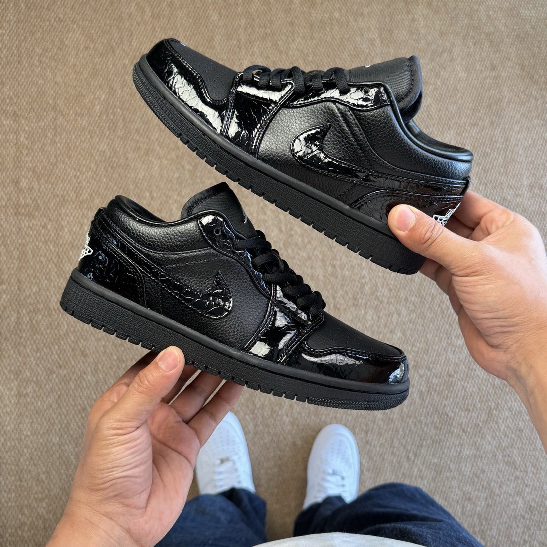 Air Jordan 1 Low Black Croc Patent