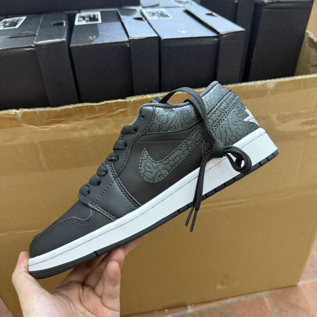 Air Jordan 1 Low Black Elephant Suede