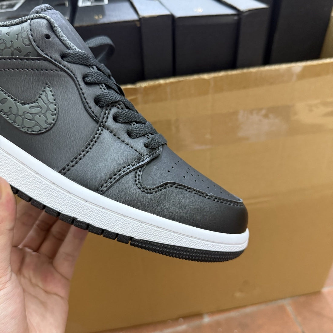 Air Jordan 1 Low Black Elephant Suede