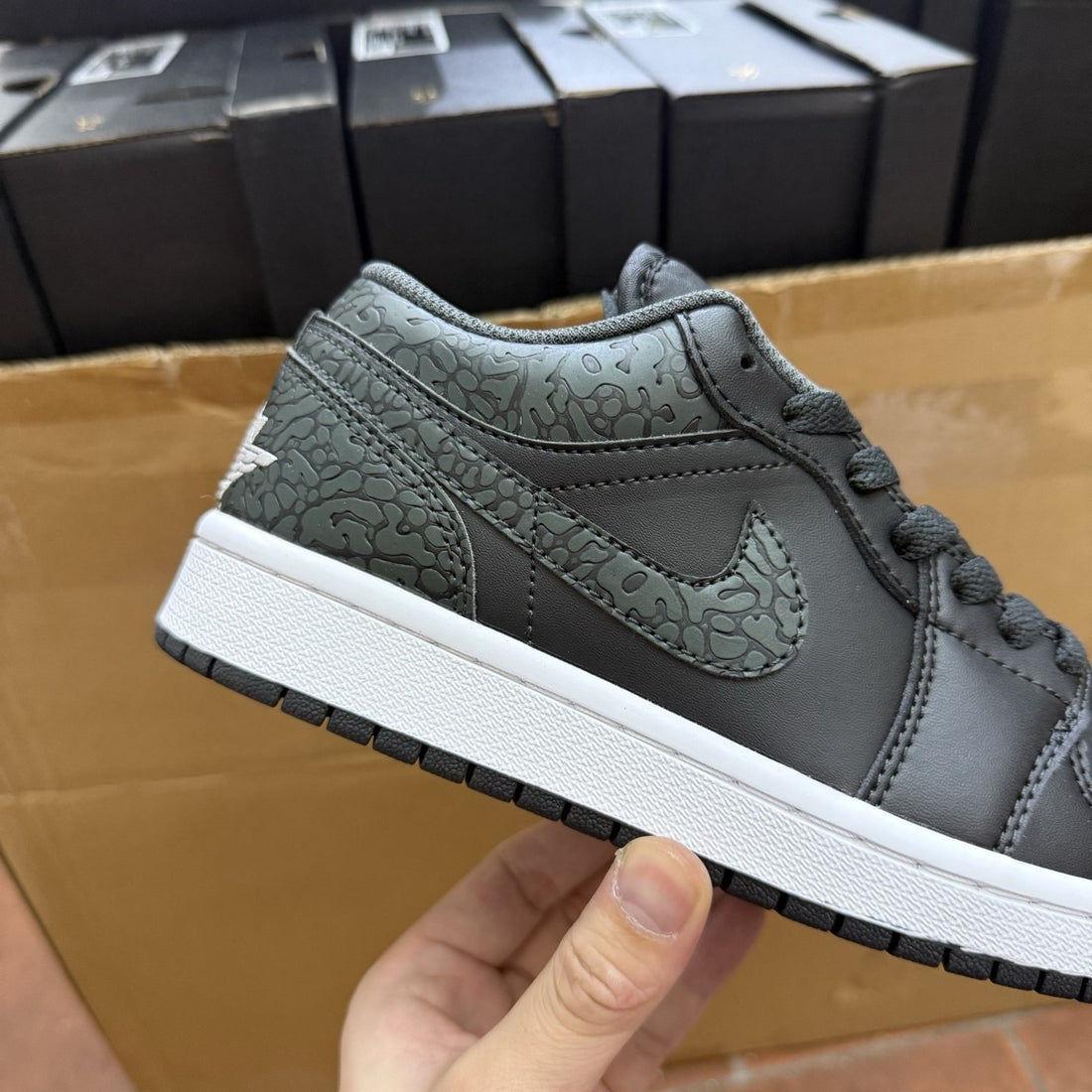 Air Jordan 1 Low Black Elephant Suede