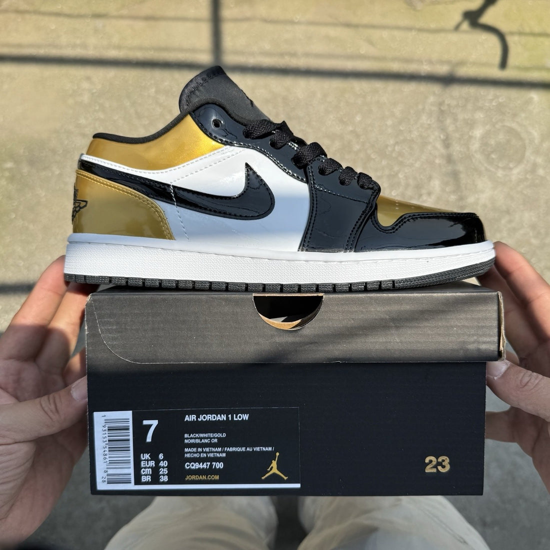 Air Jordan 1 Low Black Gold Patent