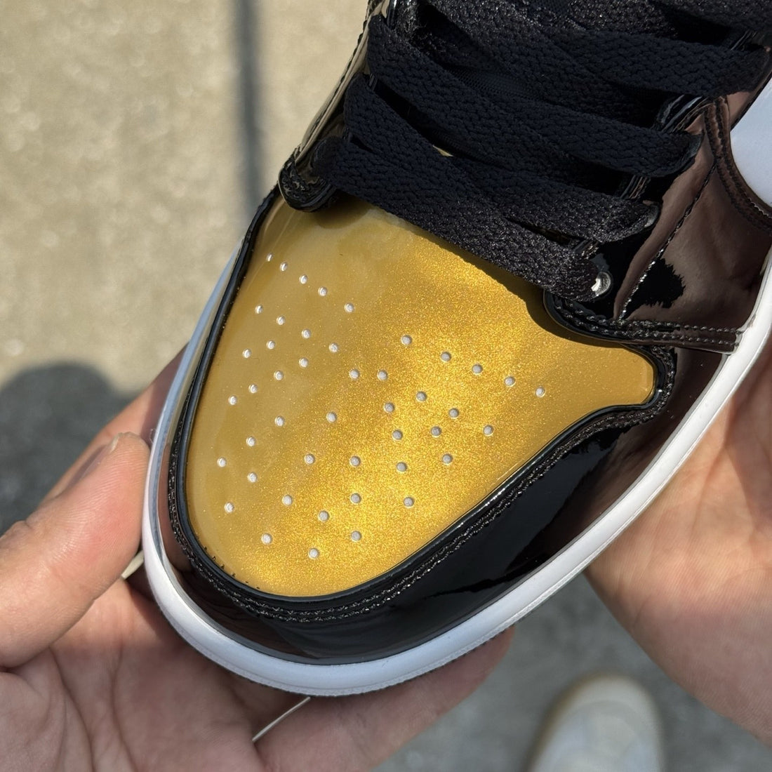 Air Jordan 1 Low Black Gold Patent