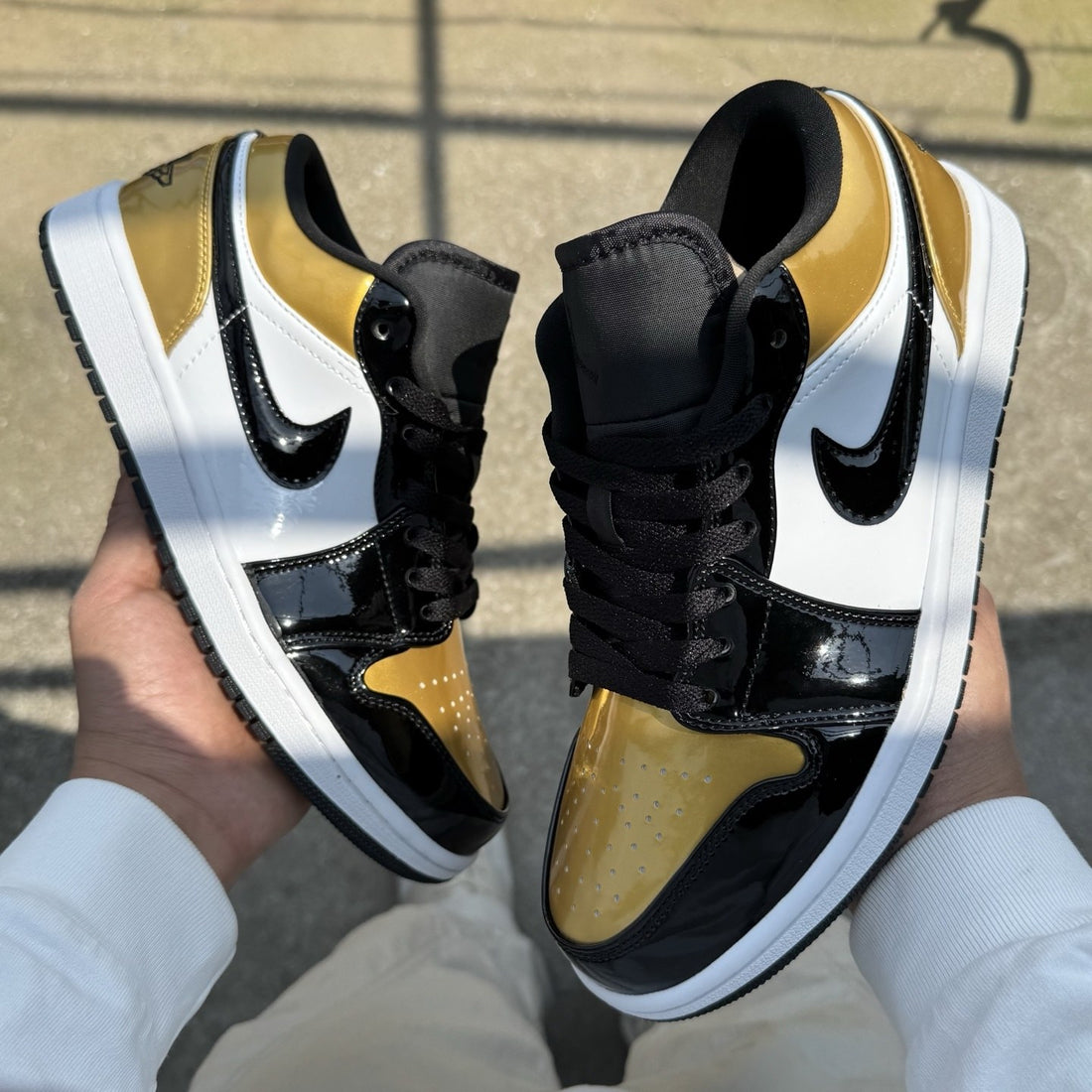 Air Jordan 1 Low Black Gold Patent