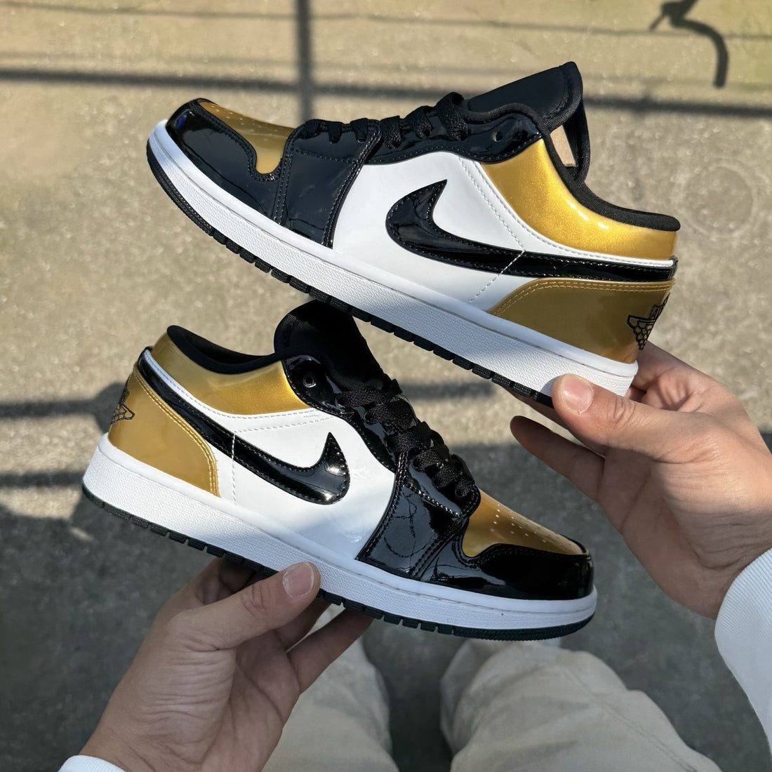 Air Jordan 1 Low Black Gold Patent