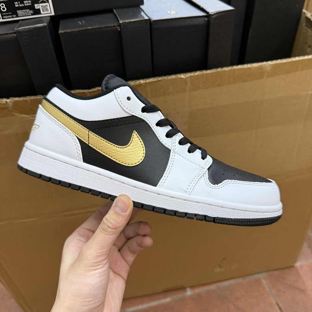 Air Jordan 1 Low Black Gold Swoosh