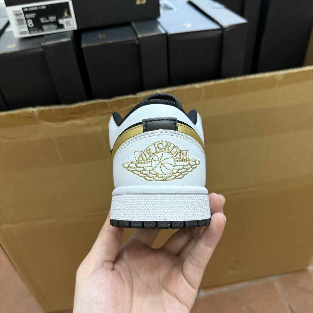 Air Jordan 1 Low Black Gold Swoosh