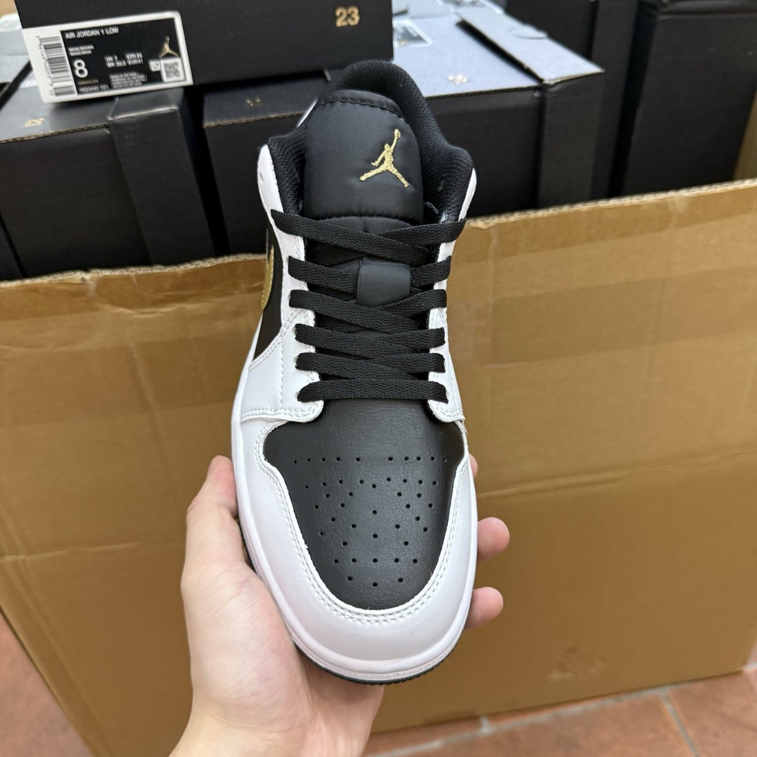Air Jordan 1 Low Black Gold Swoosh
