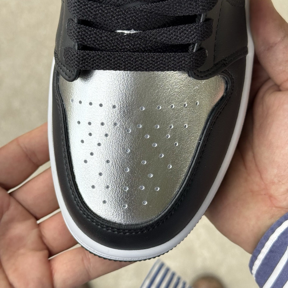Air Jordan 1 Low Black Metallic Silver
