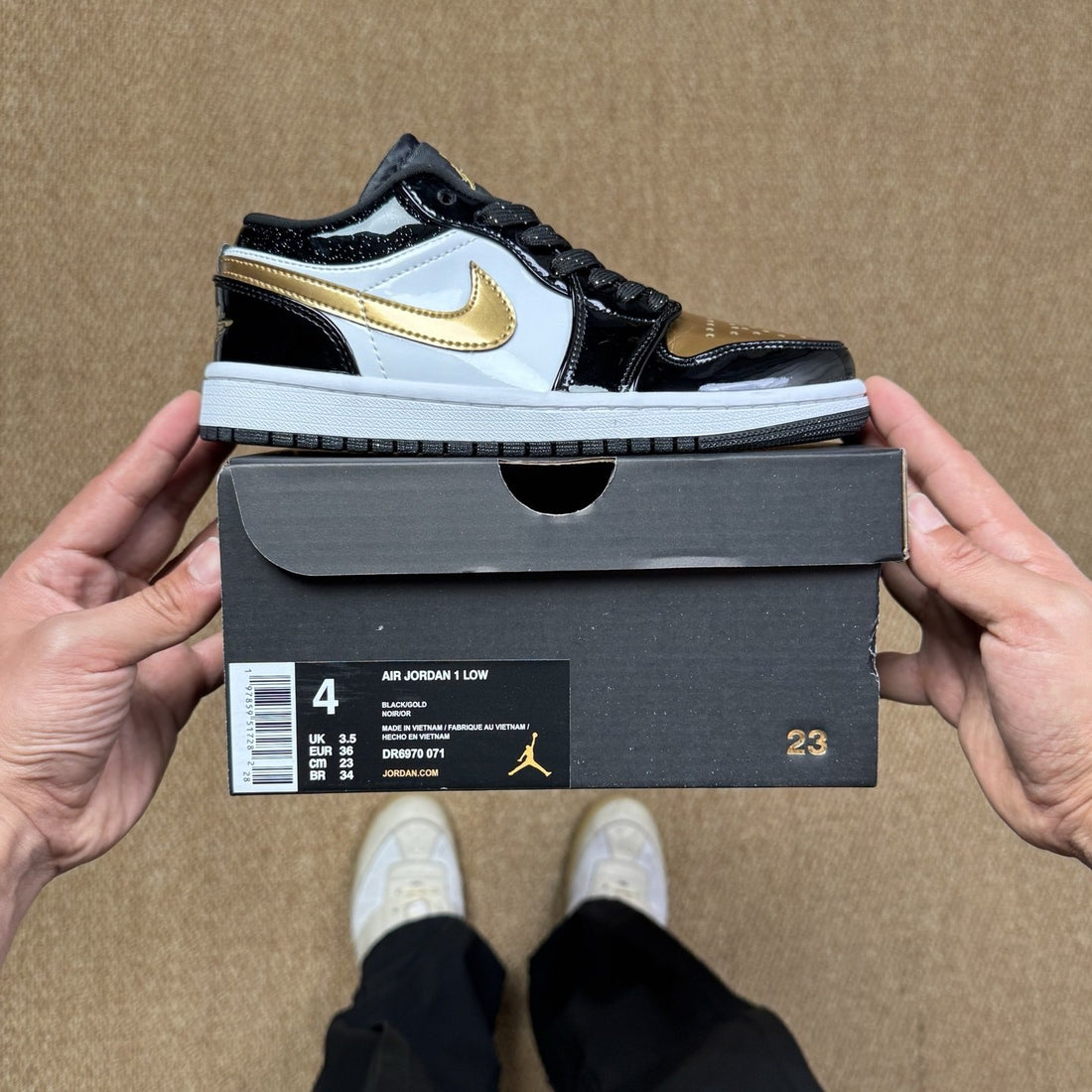 Air Jordan 1 Low Black Patent Gold
