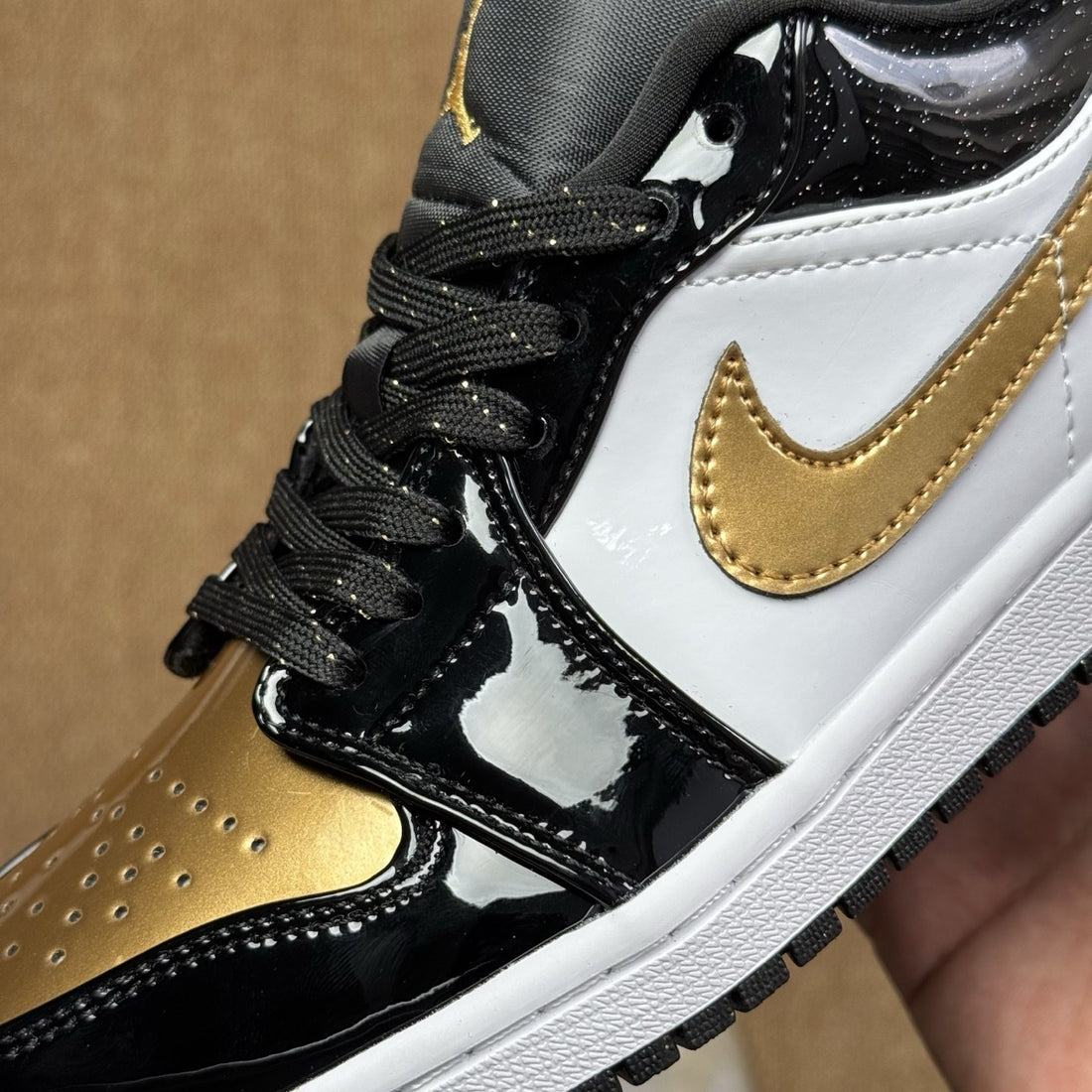 Air Jordan 1 Low Black Patent Gold