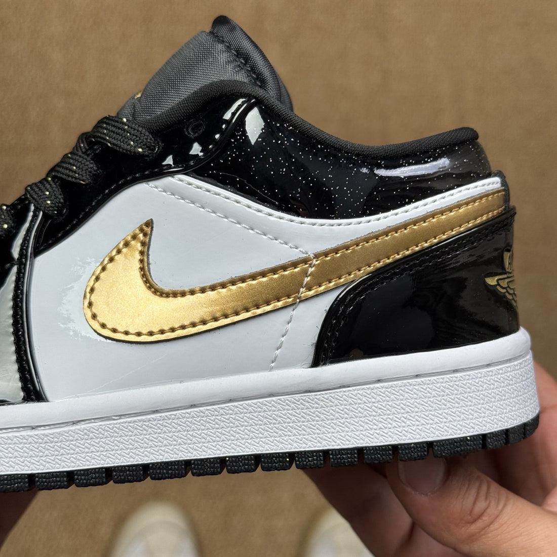 Air Jordan 1 Low Black Patent Gold