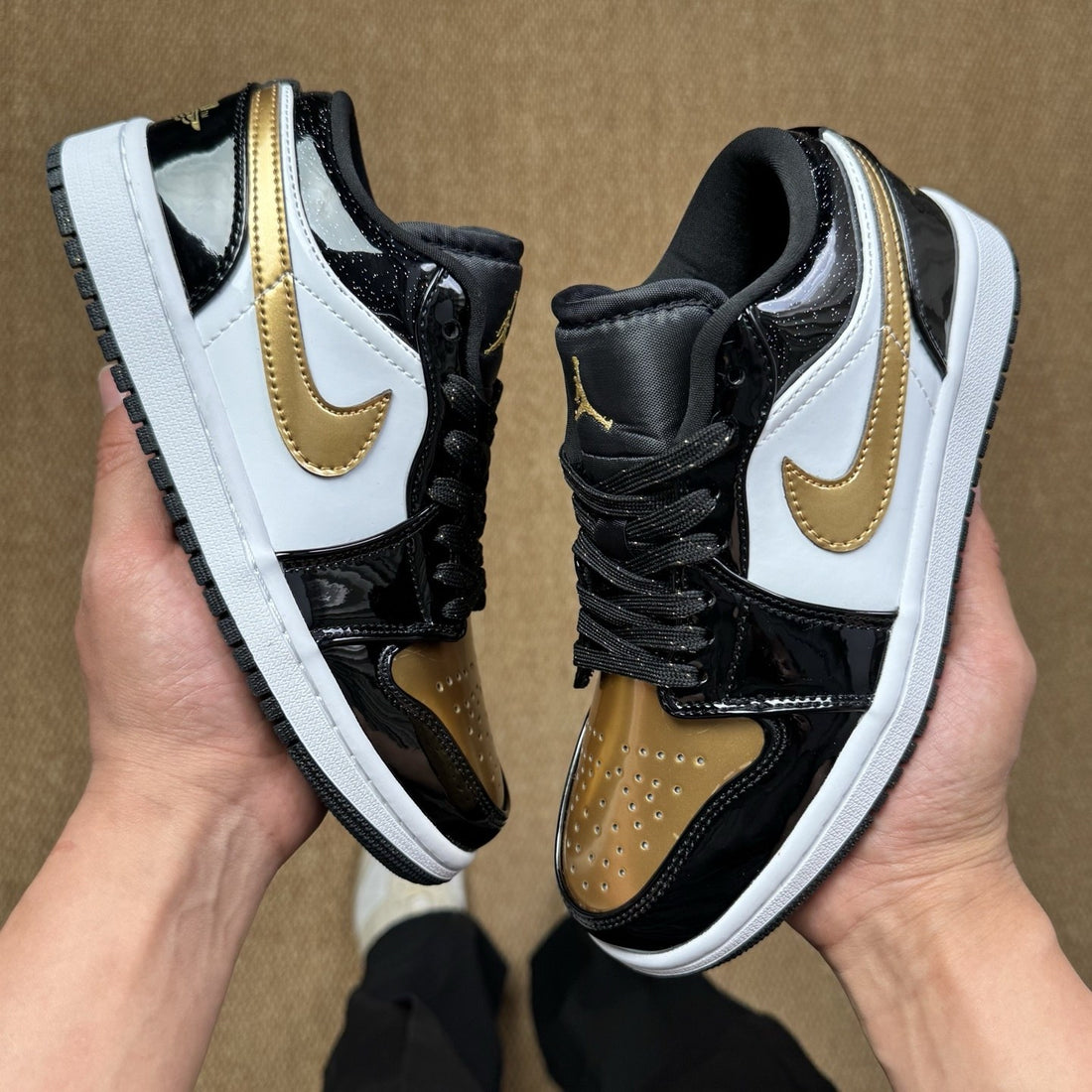 Air Jordan 1 Low Black Patent Gold