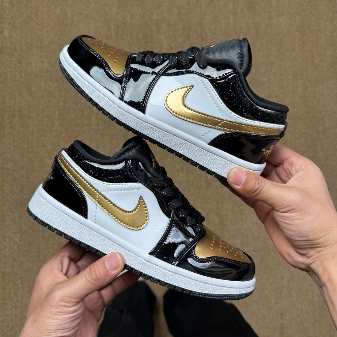 Air Jordan 1 Low Black Patent Gold