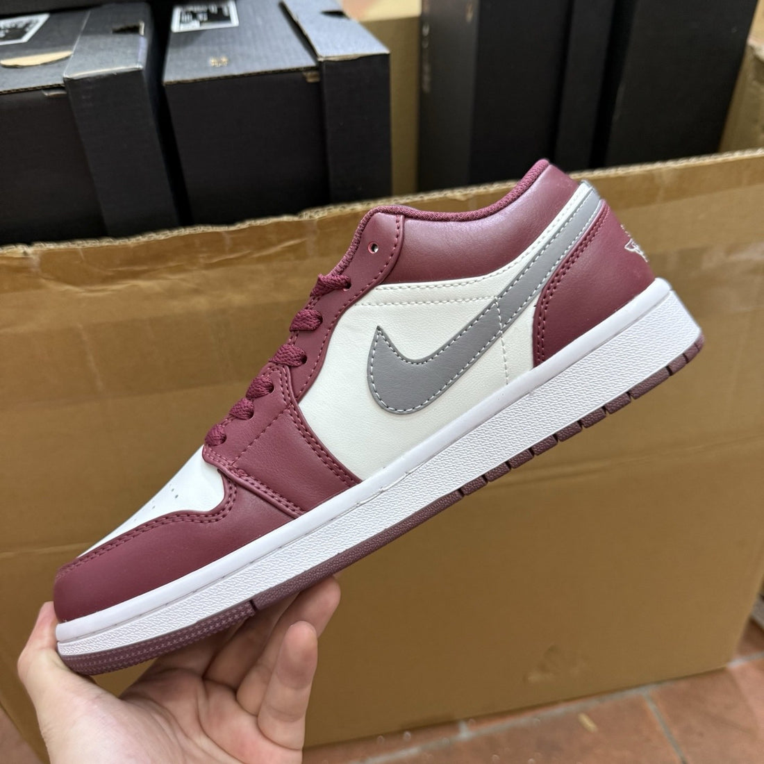 Air Jordan 1 Low Burgundy Grey
