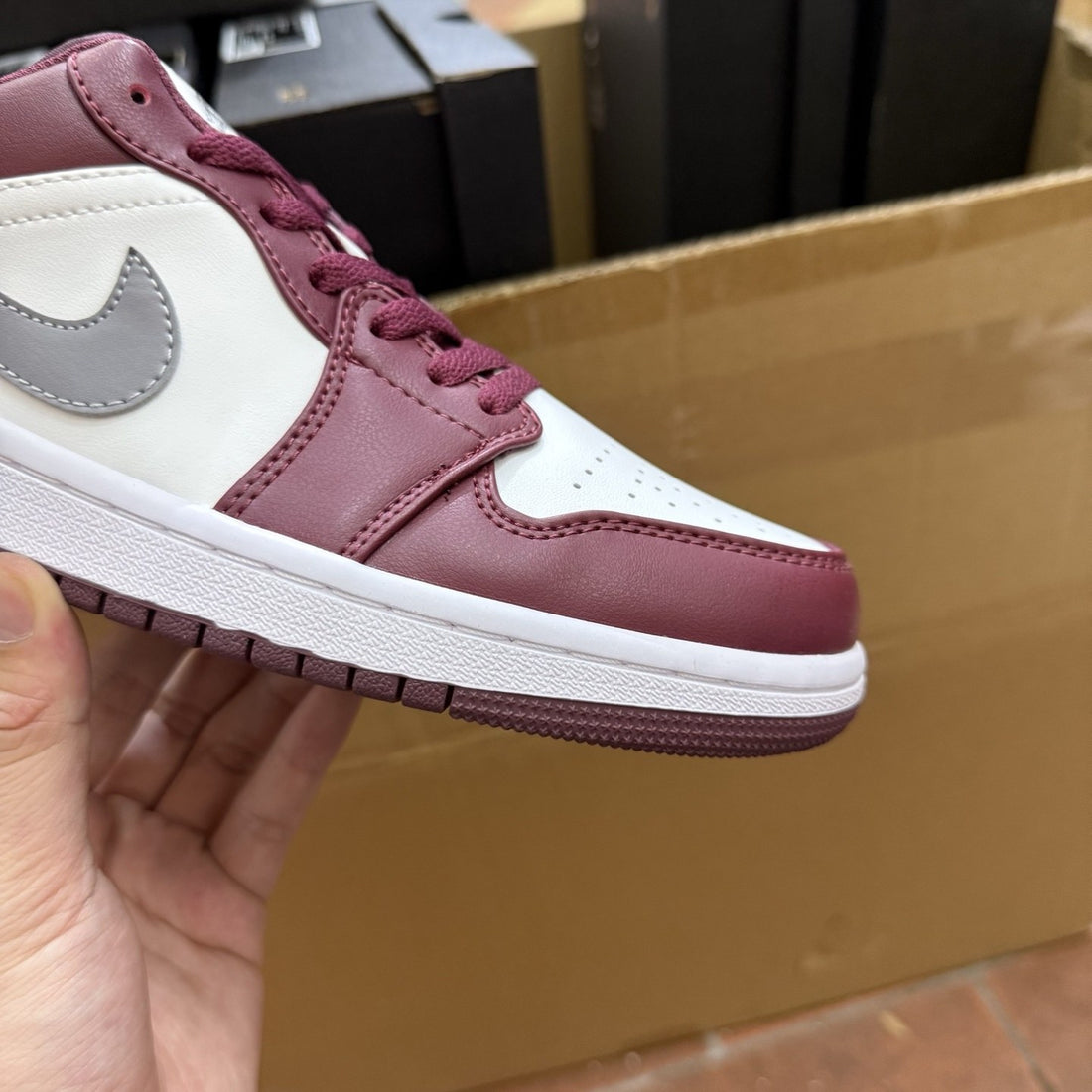 Air Jordan 1 Low Burgundy Grey