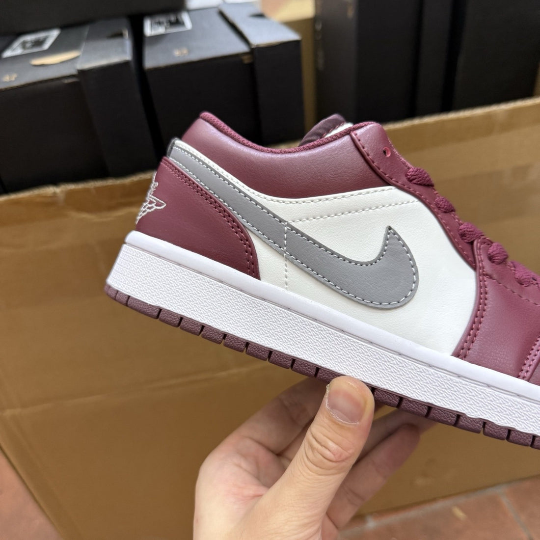 Air Jordan 1 Low Burgundy Grey