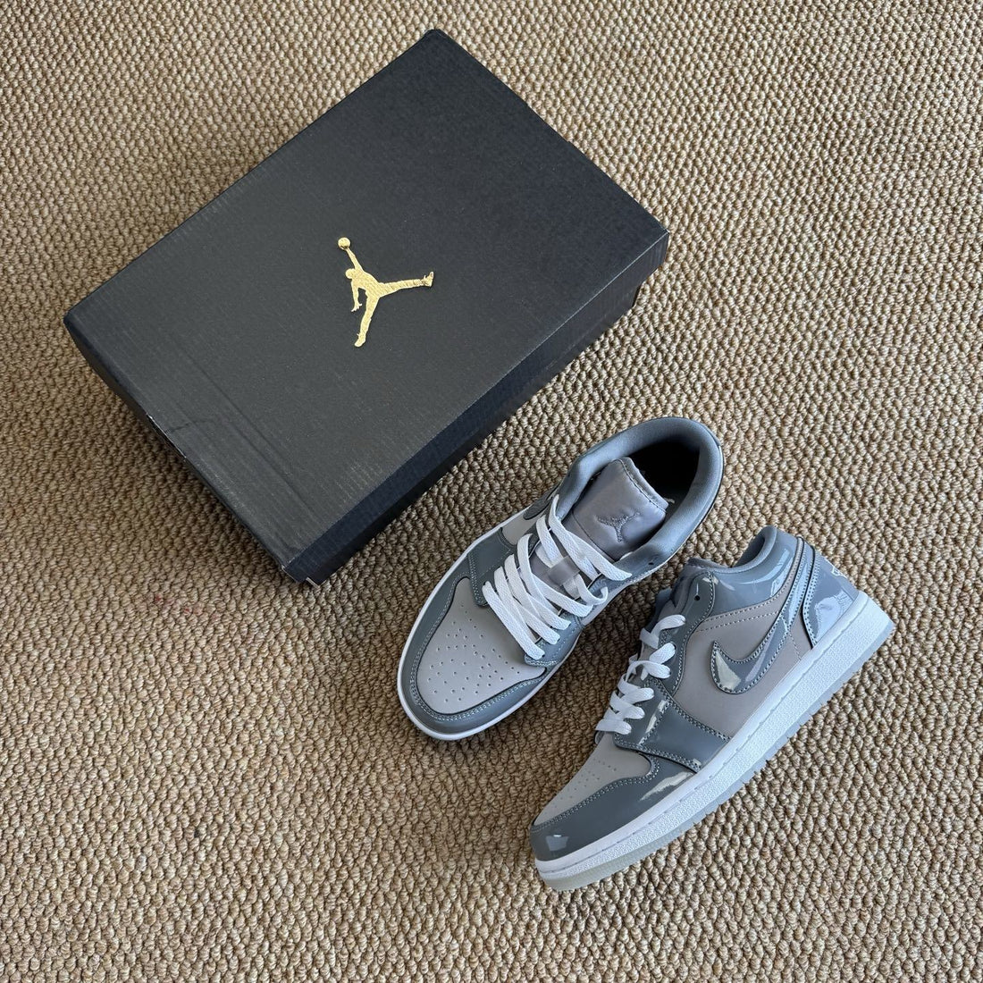 Air Jordan 1 Low Cement Grey Patent