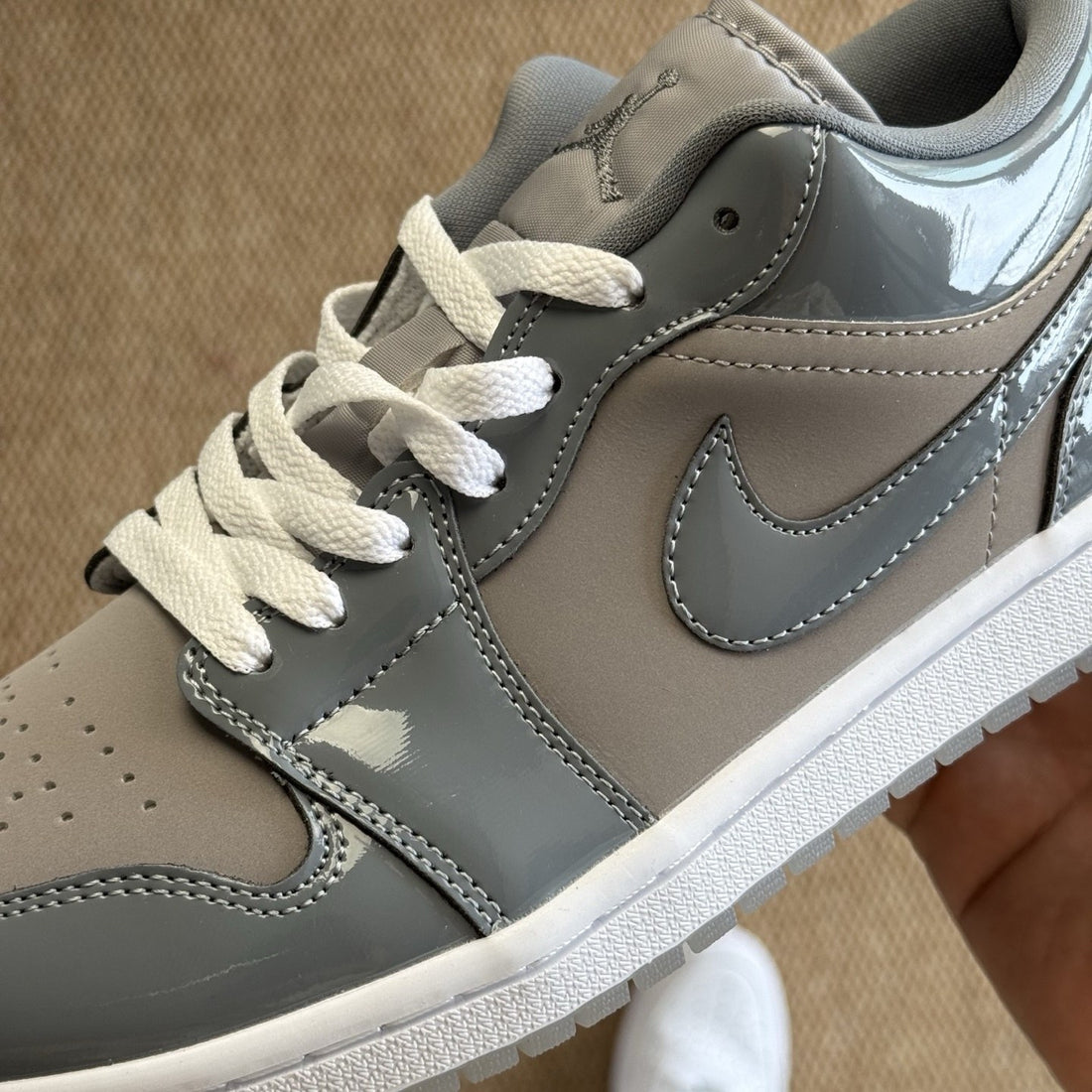Air Jordan 1 Low Cement Grey Patent