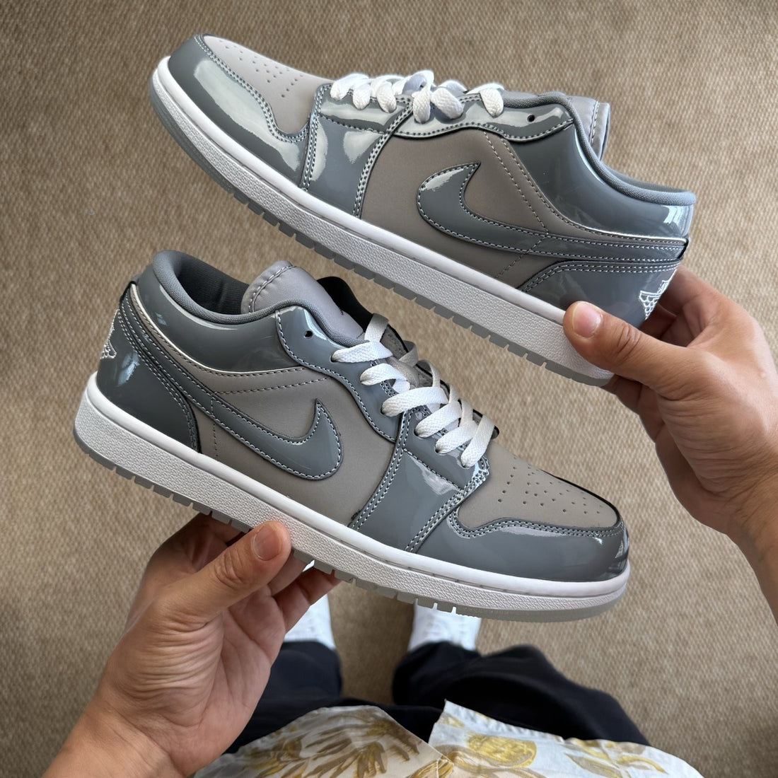 Air Jordan 1 Low Cement Grey Patent