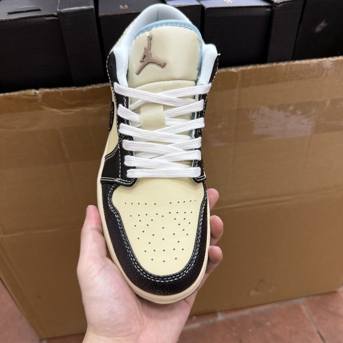 Air Jordan 1 Low Cream Navy Snake