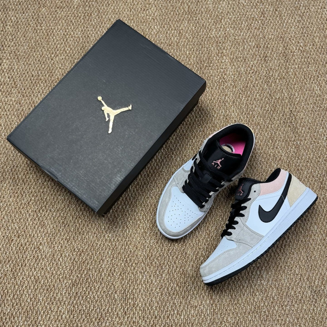 Air Jordan 1 Low Grey Pink Suede