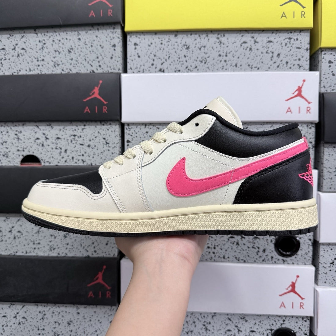 Air Jordan 1 Low Pink Black Sail