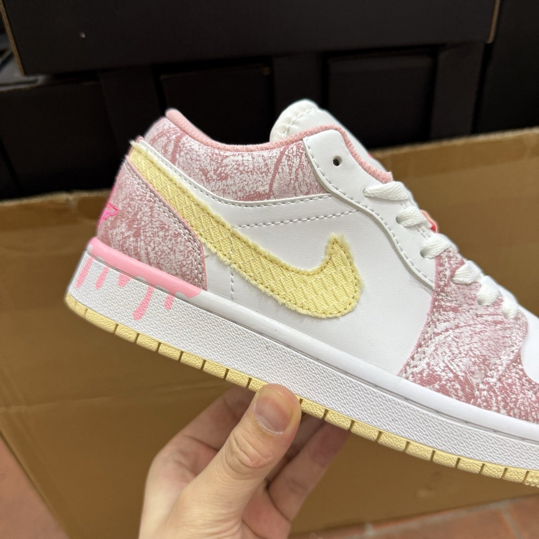 Air Jordan 1 Low Pink Yellow Paisley